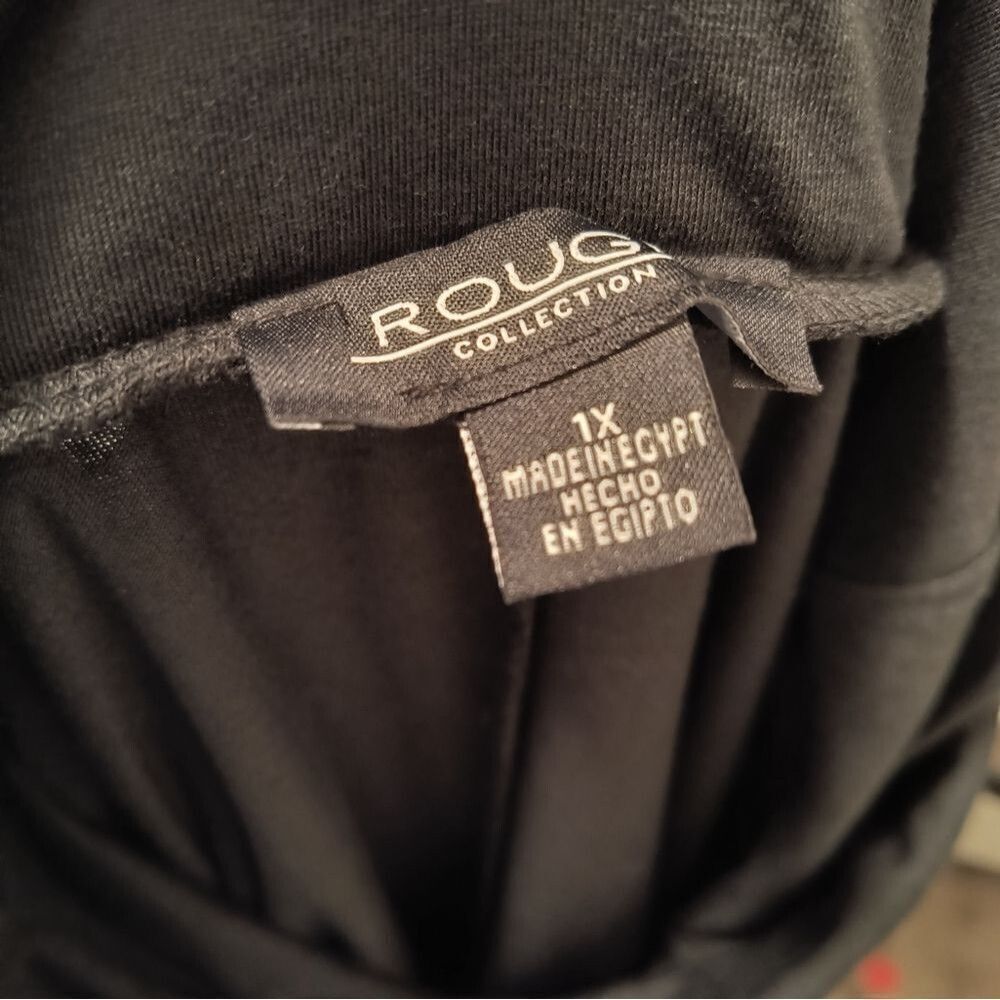 Black Cowl Neck Thin Sweater Plus Size Peplum Long Sleeve V Cut - Picture 3 of 6